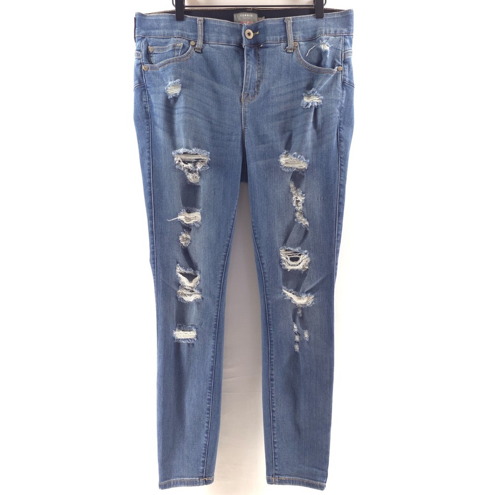Torrid Women Jeans Bombshell Skinny 16R Blue Distressed Premium Stretch Denim